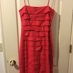 J Crew linen tiered red dress size 6